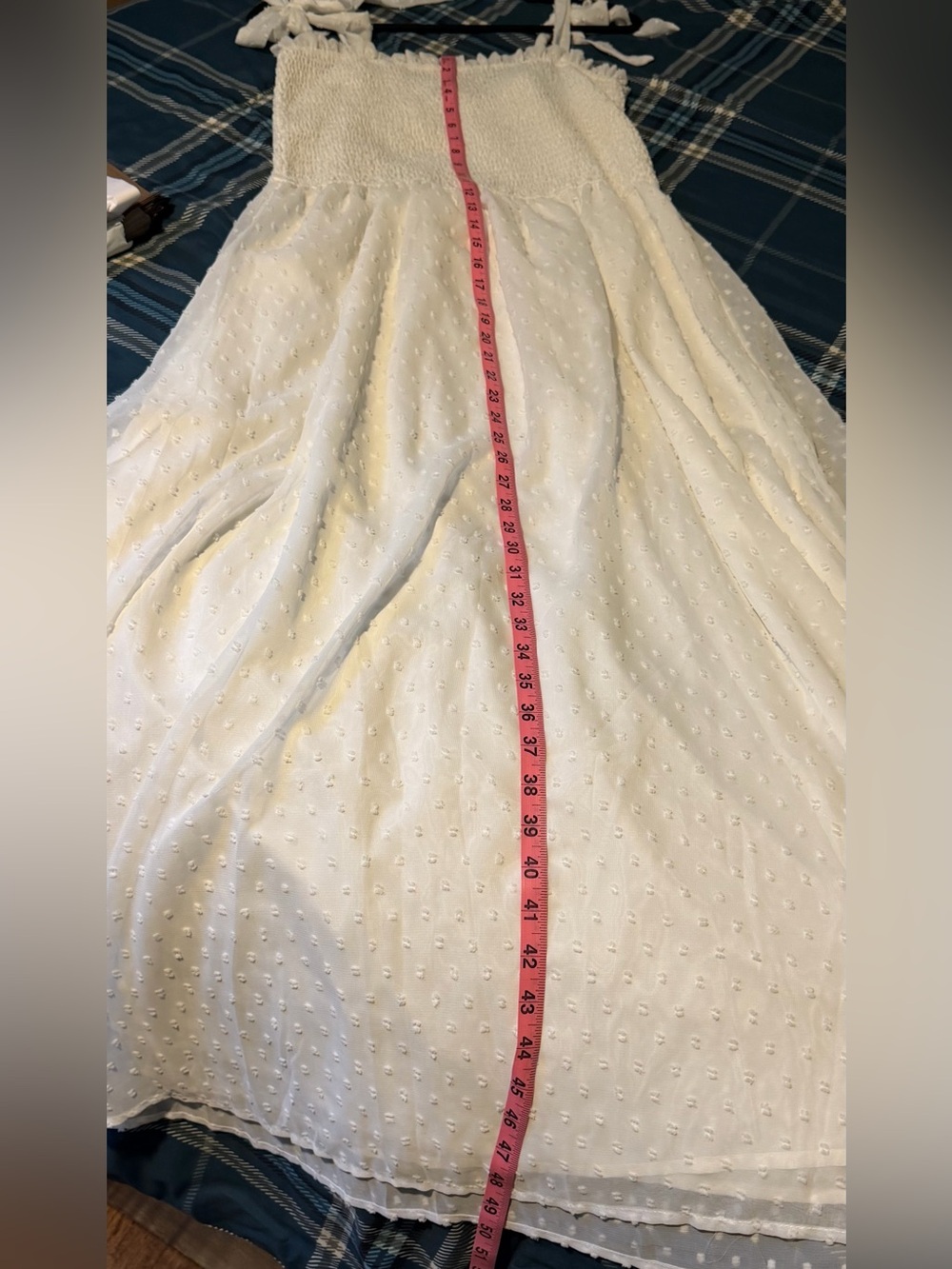 NWOT White Smocked Maxi Dress with Tie Straps - Picture 4 of 5